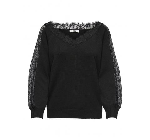 Jdy jdycamina l/s lace pullover knt negro - Imagen 1