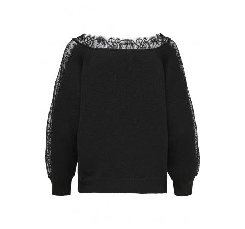 Jdy jdycamina l/s lace pullover knt negro - Imagen 2