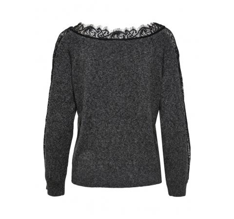 Jdy jdycamina l/s lace pullover knt gris - Imagen 4