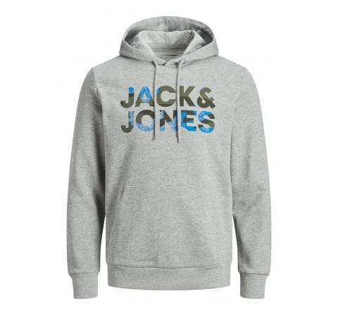 Jack&jones noos jjsoldier logo sweat hood gris - Imagen 1