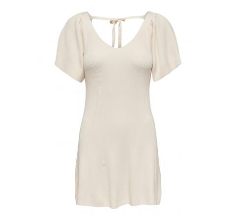 Only onlleelo s/s v-neck dress knt blanco roto - Imagen 1