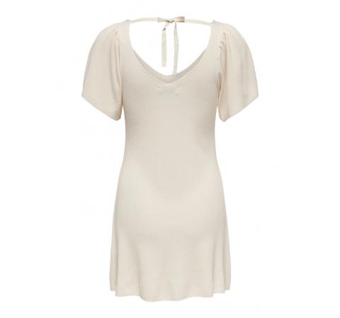 Only onlleelo s/s v-neck dress knt blanco roto - Imagen 2
