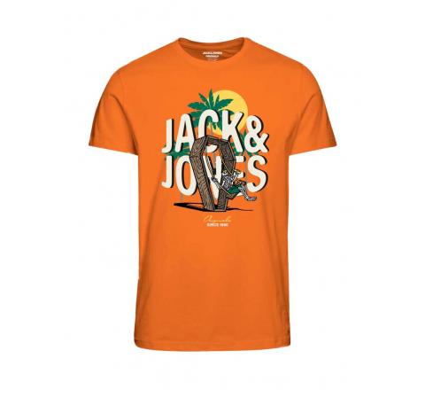 Jack&jones jorsunnyskull tee ss crew neck fst ln naranja - Imagen 5