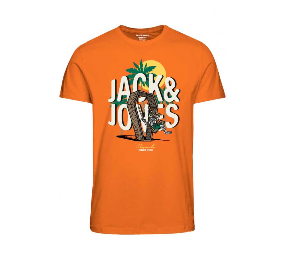 Jack&jones jorsunnyskull tee ss crew neck fst ln naranja - Imagen 5