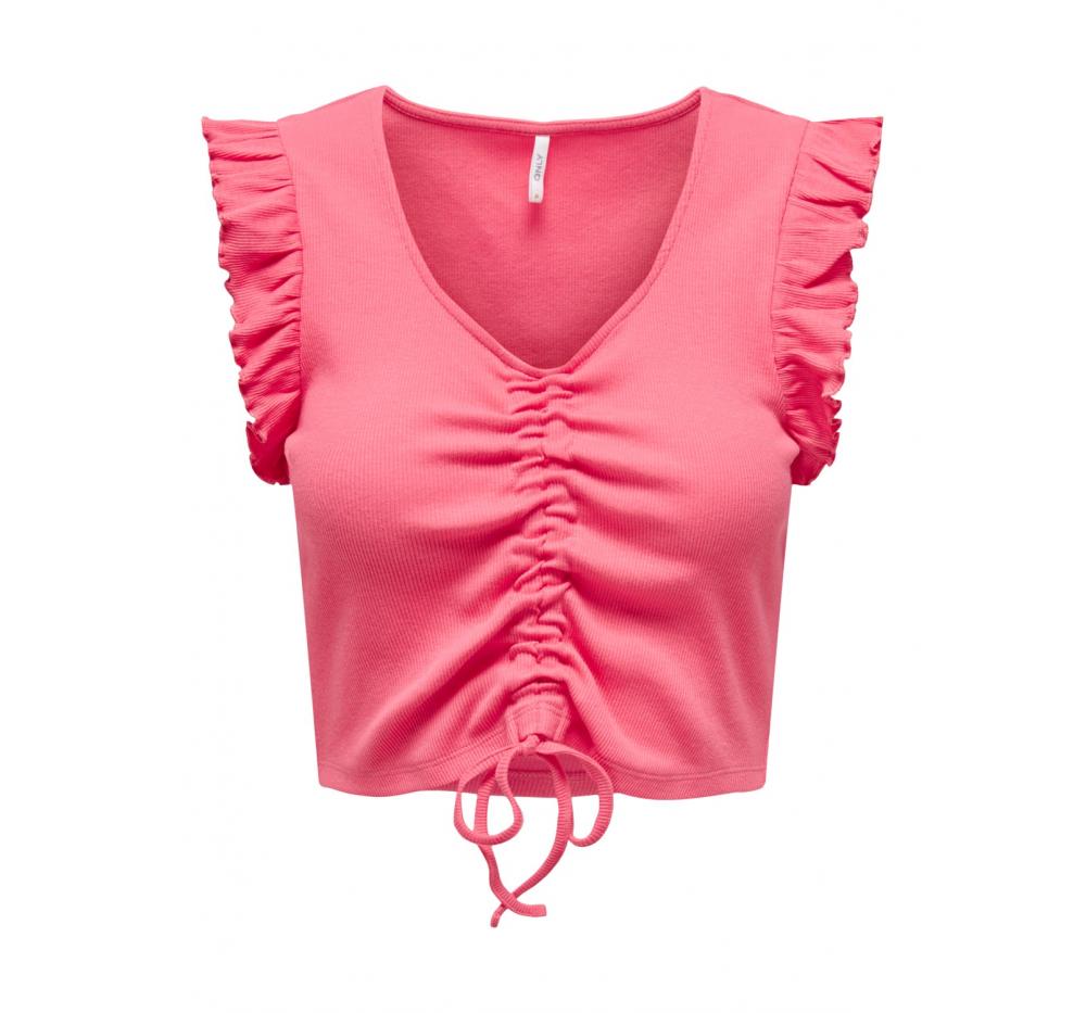 Only onllaila s/l ruching top jrs coral - Imagen 4