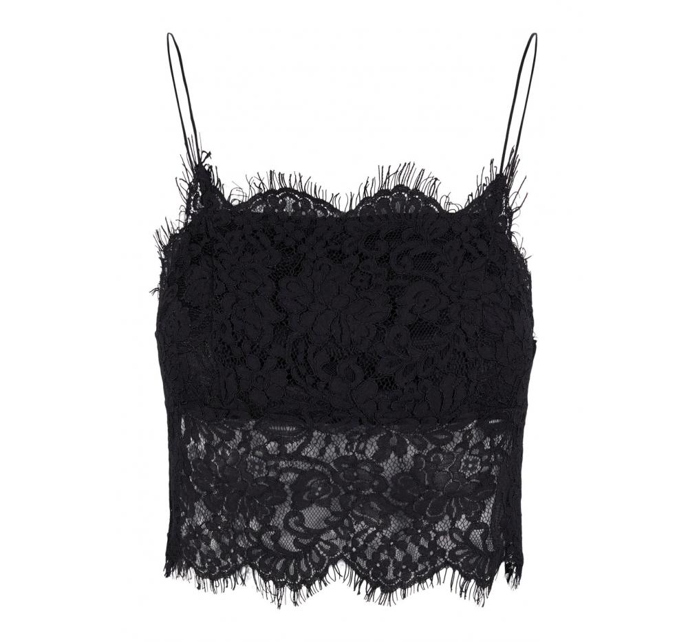Pieces pcaura strap new cropped lace top bc negro - Imagen 1