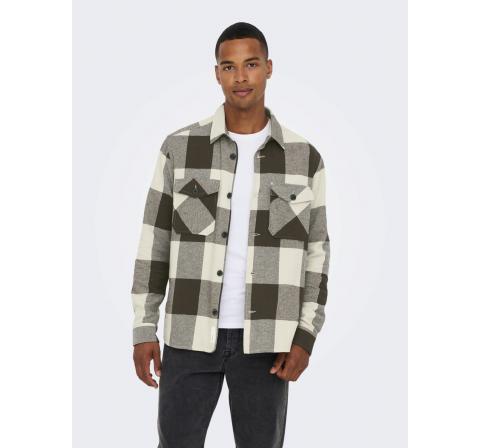 Only & sons onsmilo ls check overshirt noos marron