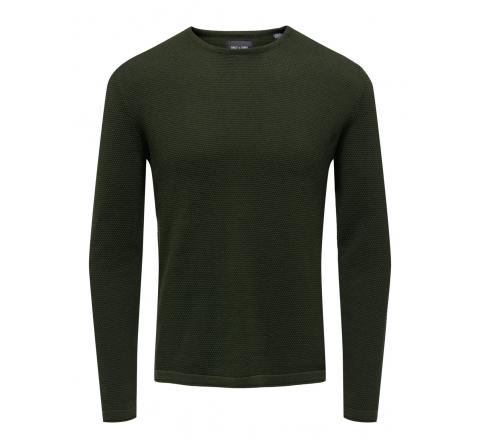 Only & sons onspanter reg 12 struc crew knit noos verde oscuro