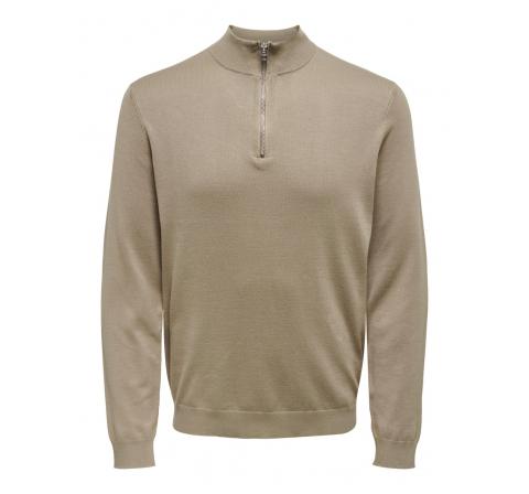 Only & sons onswyler life ls half zip knit beige