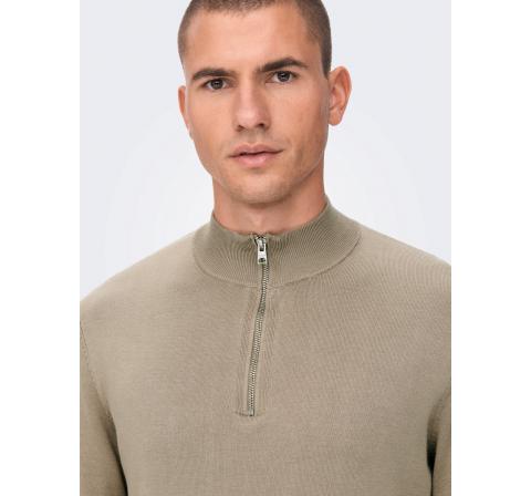 Only & sons onswyler life ls half zip knit beige