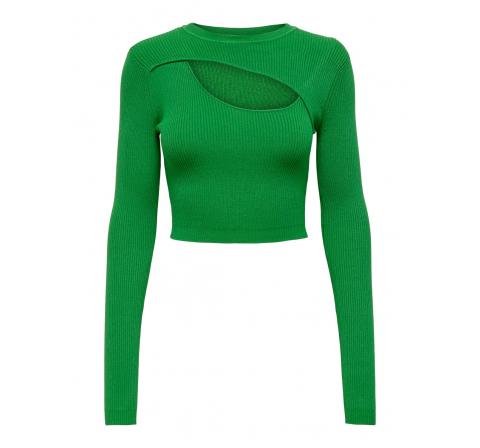 Only onlliza l/s peek-a-boo pullover knt verde