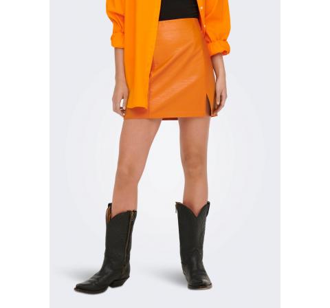 Only onlditte faux leather croco skirt otw naranja