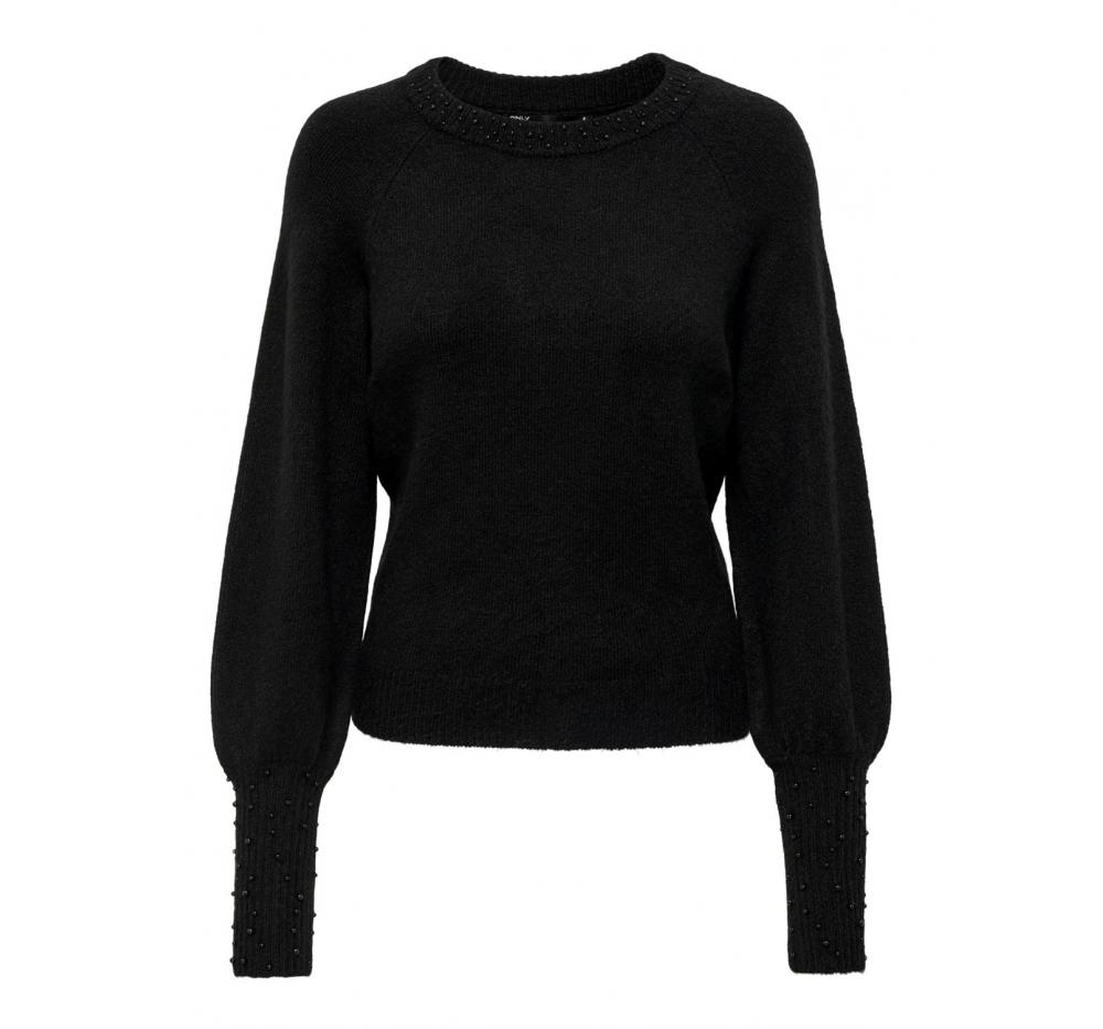 Only onlalexis l/s bead pullover knt negro