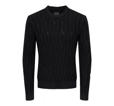 Only & sons onswillet reg cable crew knit negro
