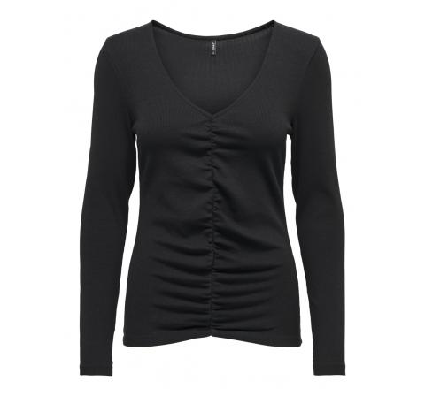 Only onlphiline l/s ruching v-neck top jrs negro