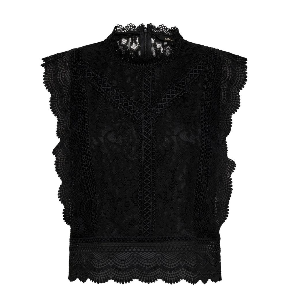 Only noos onlkaro s/l lace top noos wvn negro