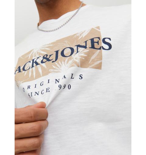 Jack&jones jorcrayon branding tee ss crew neck ln blanco