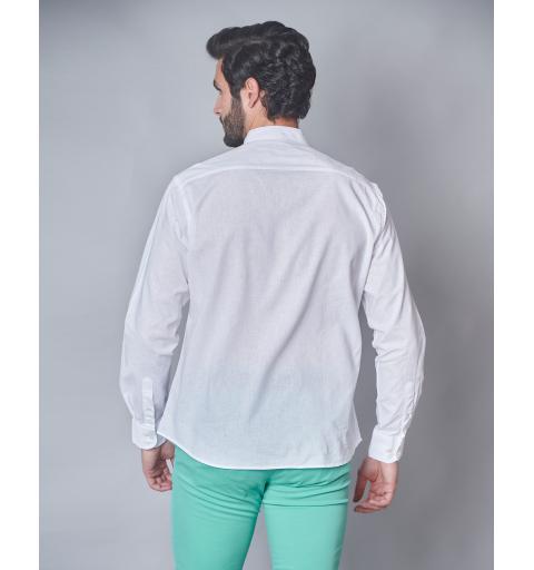 Spagnolo hombre cm 1600 cuello mao lino blanco