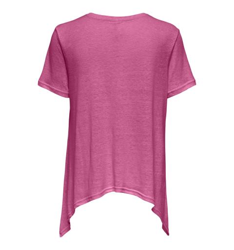 Only onltea s/s linen drip hem top jrs rosa