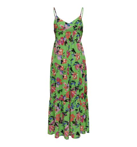 Only onlalma life poly strap long dress aop verde