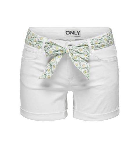 Only onlclaudia reg aop belt shorts pnt blanco