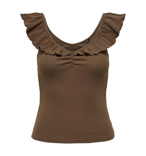 Only onllaila s/l frill top jrs marron
