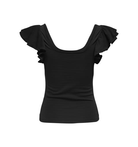 Only onlvenia s/s frill mix top jrs negro