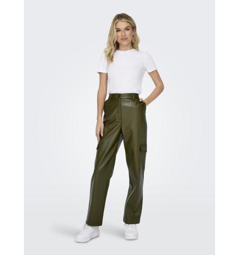 Only onlkim faux leather cargo pant cc otw verde oscuro