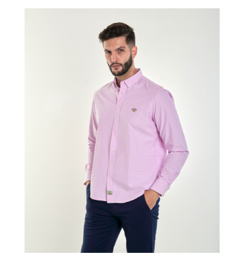 Spagnolo hombre cm 8068 c/boton bandera oxf.cuadros rosa