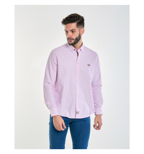 Spagnolo hombre cm 8068 c/boton bandera oxf.rayas rosa