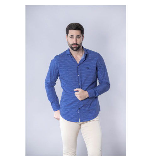 Spagnolo hombre cm 0836 c/cutaway estampado smart azul