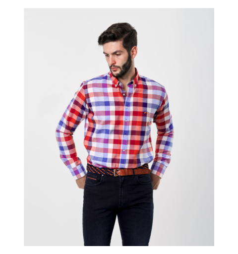 Spagnolo hombre cm 1123 c/boton oxford slim polo morado