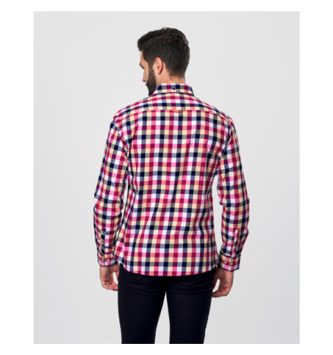 Spagnolo hombre cm 0025 c/boton gabardina cuadros rosa