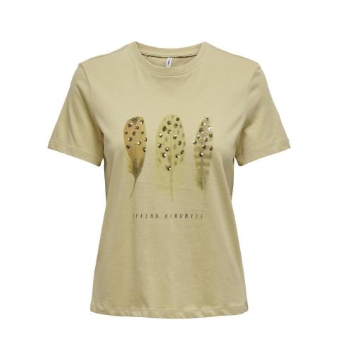 Only onlkita life reg s/s feathers top jrs beige