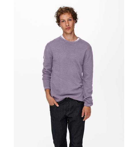 Only & sons noos onspanter reg 12 struc crew knit noos morado