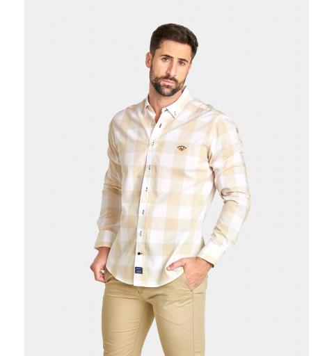 Spagnolo hombre cm 0025 c/boton popelin cuadros beige