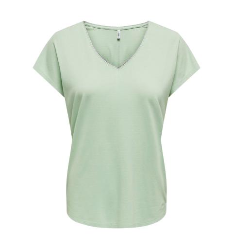 Only onlzera s/s v-neck shine top jrs verde