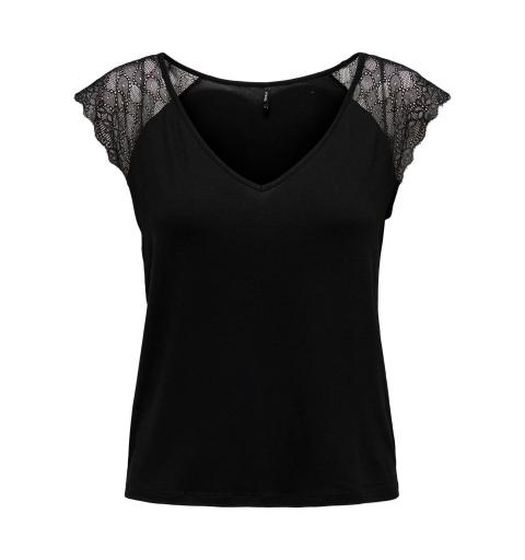Only onlpetra s/s lace mix top jrs noos negro
