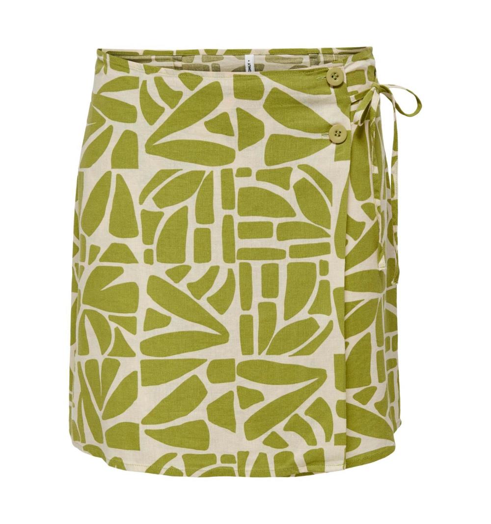 Only onldahlia linen short skirt ptm verde