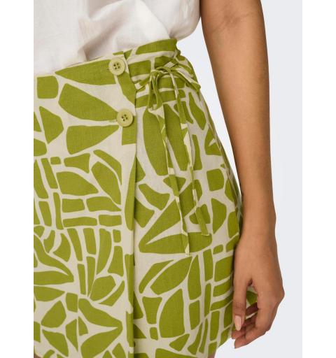 Only onldahlia linen short skirt ptm verde