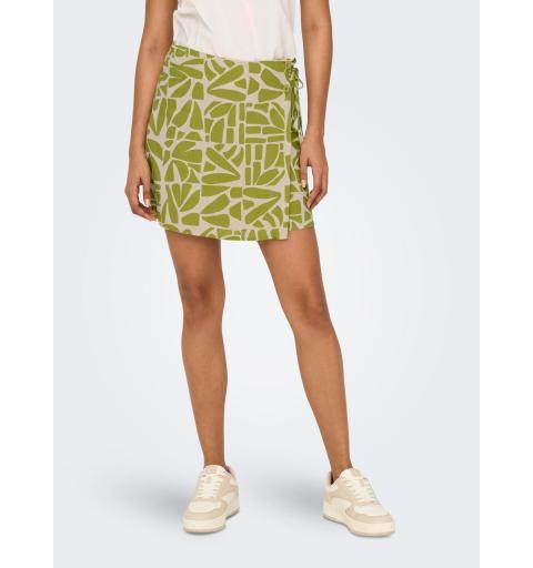 Only onldahlia linen short skirt ptm verde