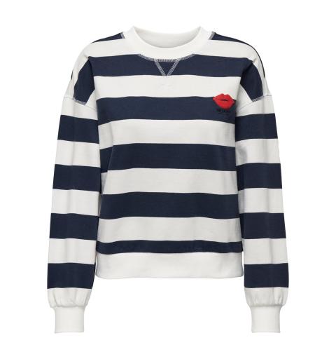 Only onlserena l/s stripe o-neck swt marino