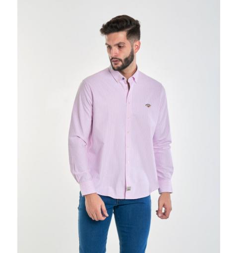 Spagnolo hombre cm 8068 c/boton bandera oxf.rayas rosa