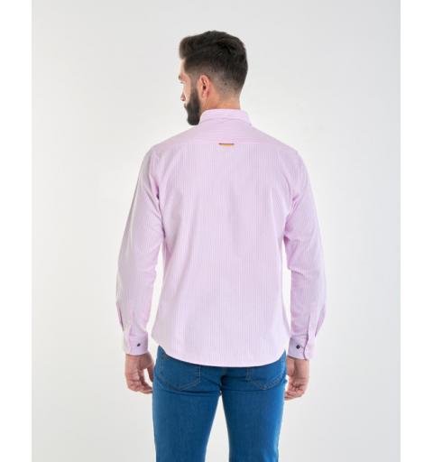 Spagnolo hombre cm 8068 c/boton bandera oxf.rayas rosa