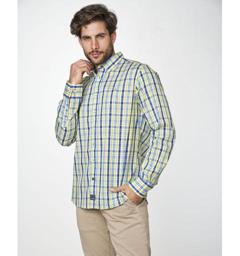 Spagnolo hombre cm 0025 c/boton popelin cuadros amarillo