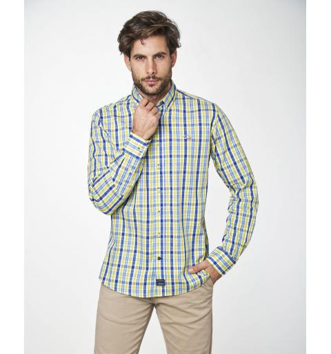 Spagnolo hombre cm 0025 c/boton popelin cuadros amarillo