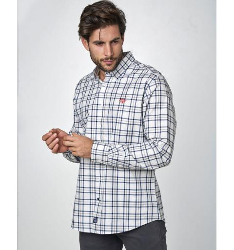 Spagnolo hombre cm 0025 c/boton oxford cuadros blanco roto