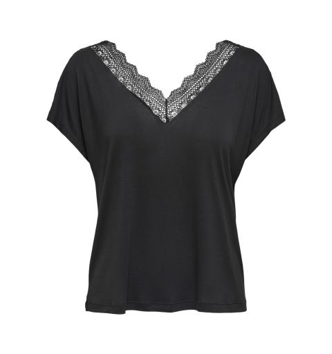 Only onlblake s/s lace mix top jrs negro