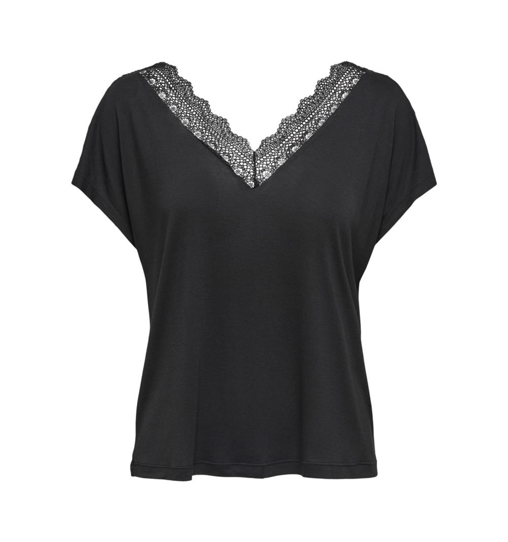 Only onlblake s/s lace mix top jrs negro