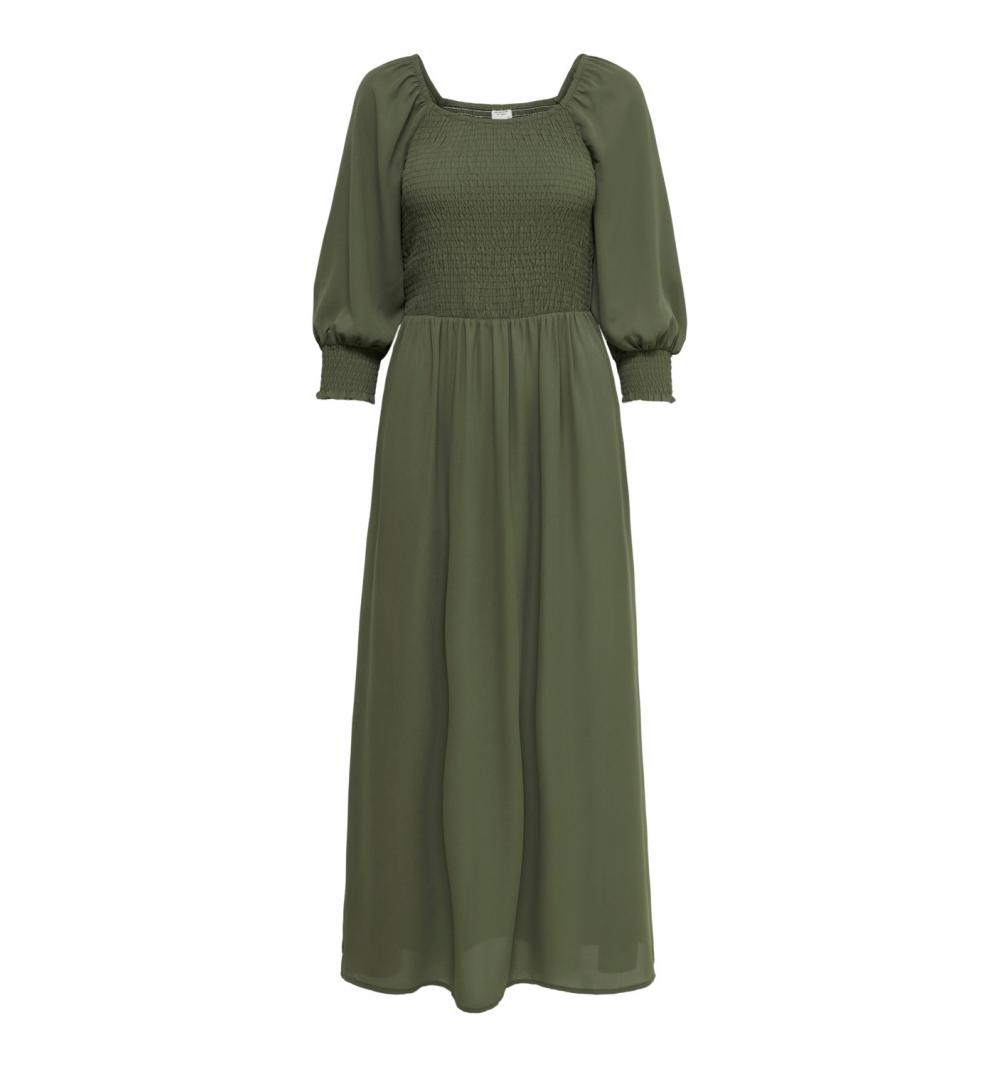 Jdy jdymina 3/4 smock ankle dress wvn verde oscuro